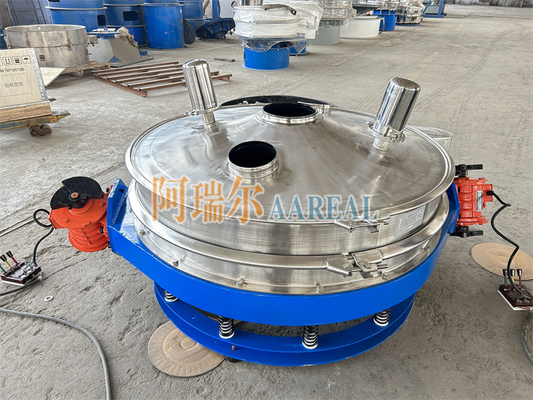 Alto desempenho 400mm~1500mm aço inoxidável 304 de baixo perfil fluxo através do separador tela de vibração em linha para o material da bateria de lítio revestido com carburo de teflon