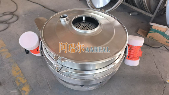 Alto desempenho 400mm~1500mm aço inoxidável 304 de baixo perfil fluxo através do separador tela de vibração em linha para o material da bateria de lítio revestido com carburo de teflon