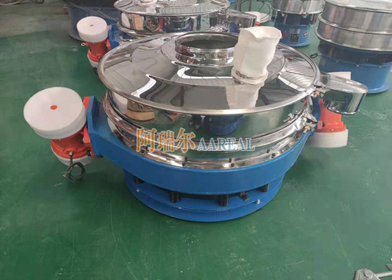 Alto desempenho 400mm~1500mm aço inoxidável 304 de baixo perfil fluxo através do separador tela de vibração em linha para o material da bateria de lítio revestido com carburo de teflon